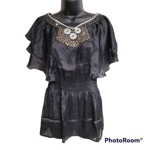 Lucy Paris Black Seqined Tunic Top